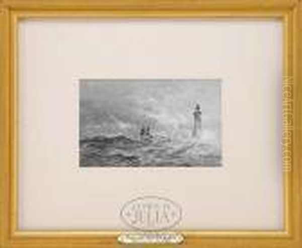 Ship Nearlighthouse Oil Painting by William Trost Richards