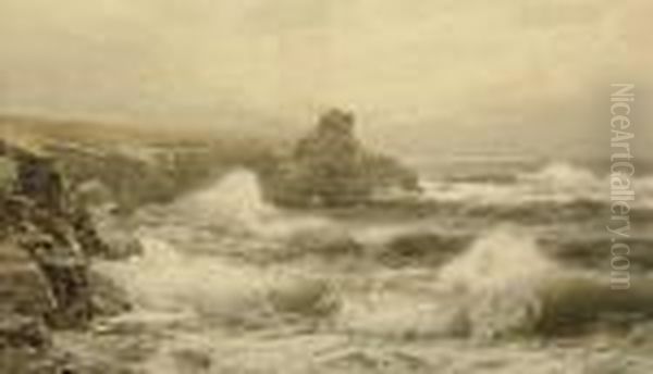 Breaking Waves Oil Painting by William Trost Richards