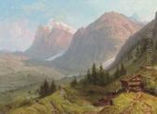 Alpine Scene Oil Painting by William Trost Richards