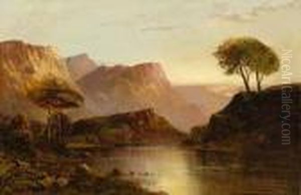 Oberlauf Des Hudson-river Bei Sonnenaufgang. Oil Painting by William Trost Richards