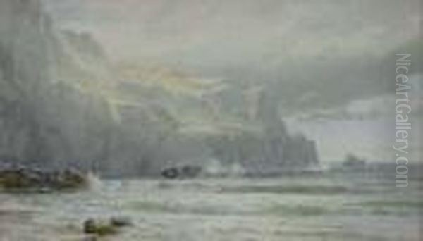 New Newquay Cornwall Oil Painting by William Trost Richards