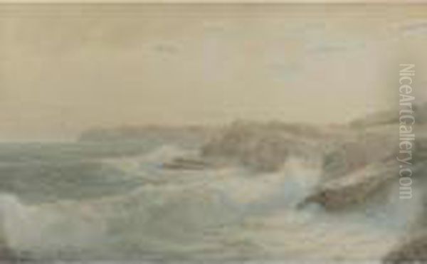 Breaking Waves Oil Painting by William Trost Richards