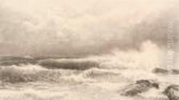 Crashing Waves Oil Painting by William Trost Richards