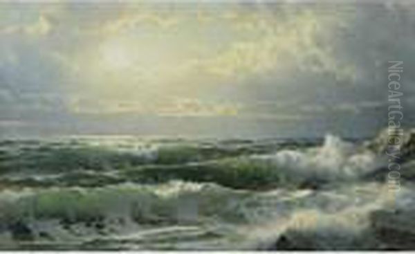 Breaking Waves Oil Painting by William Trost Richards