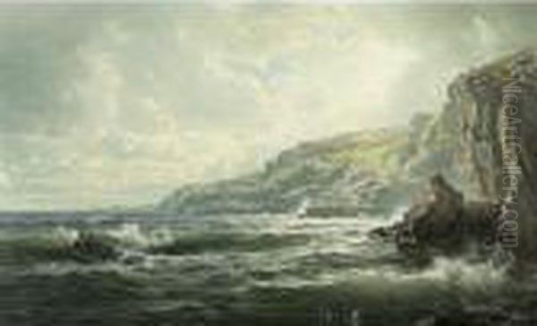 Crashing Waves Oil Painting by William Trost Richards