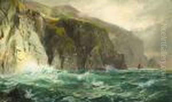 ''cornish Cliffs'' Oil Painting by William Trost Richards