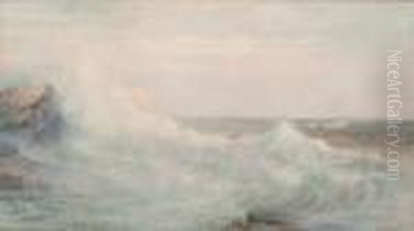 Crashing Breakers Oil Painting by William Trost Richards