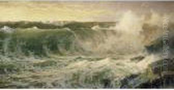 Rocky Surf Off Rhode Island Oil Painting by William Trost Richards