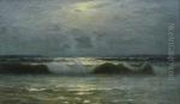 Moonlit Shoreline Scene Oil Painting by William Trost Richards