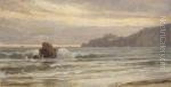 Rocky Coastline At Sunset Oil Painting by William Trost Richards