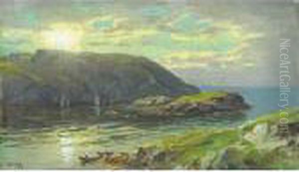 The Harbor At Monhegan Oil Painting by William Trost Richards