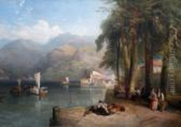 An Italian Lake Scene by Thomas Miles Richardson