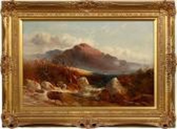 A Highland Stream Oil Painting by Thomas Miles Richardson