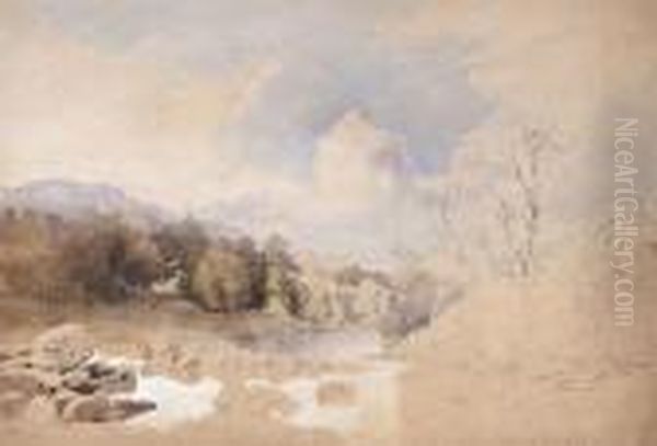 Dunkeld, From The Braan Oil Painting by Thomas Miles Richardson