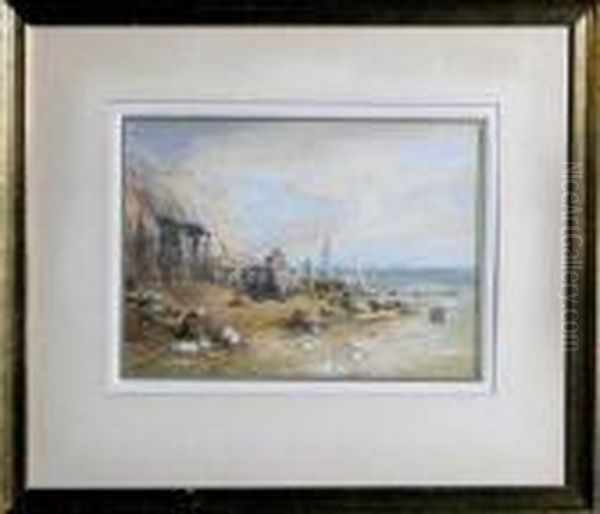 A Fisher Family On A Beach Oil Painting by Thomas Miles Richardson