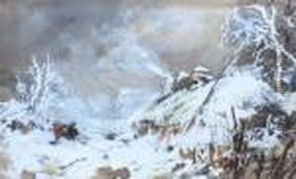 Snow Scene Oil Painting by Thomas Miles Richardson