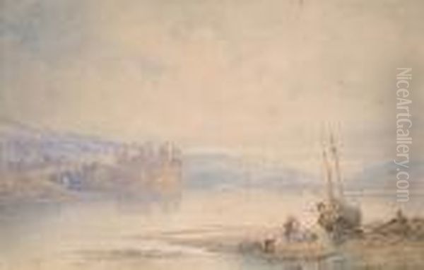 View Towards Conway Castle Oil Painting by Thomas Miles Richardson