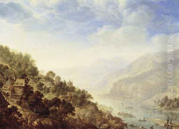 View of the Rhine Oil Painting by Herman Saftleven