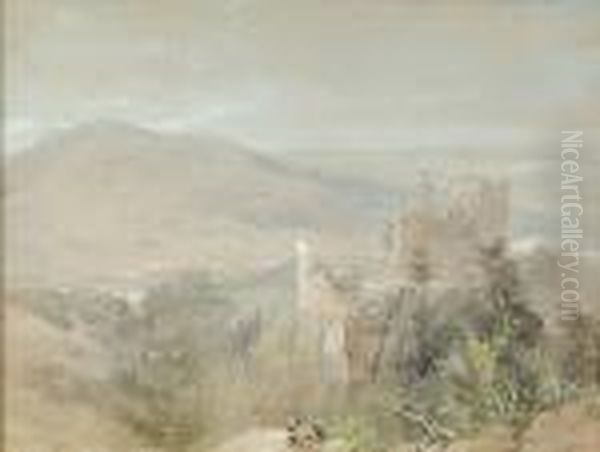 Castle Of Baden Oil Painting by Thomas Miles Richardson