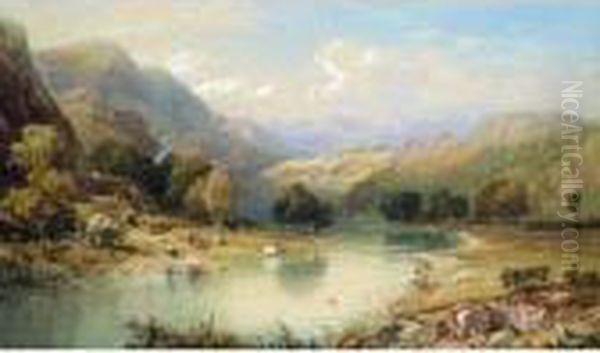 A Highland Idyll Oil Painting by Thomas Miles Richardson