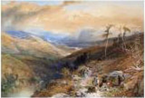 A Rest, The Highland Pass Oil Painting by Thomas Miles Richardson