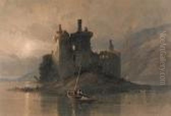 A View Of Kilchurn Castle, Loch Awe, Argyll Oil Painting by Thomas Miles Richardson