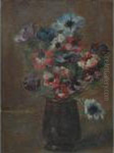 Still Life With Anemones Oil Painting by Leon Richet