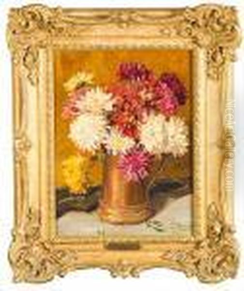 Floral Still Life Oil Painting by Leon Richet