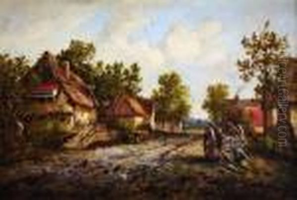 Chaumiere A Barbizon Oil Painting by Leon Richet