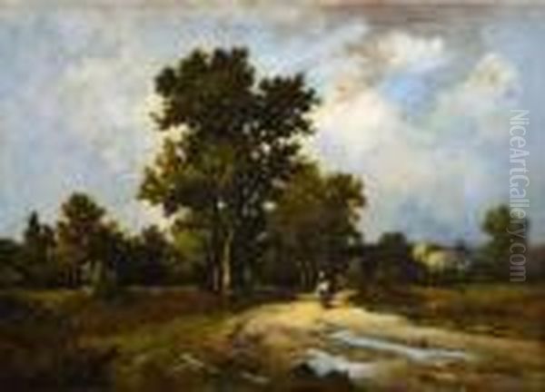 Paysage De Barbizon Oil Painting by Leon Richet