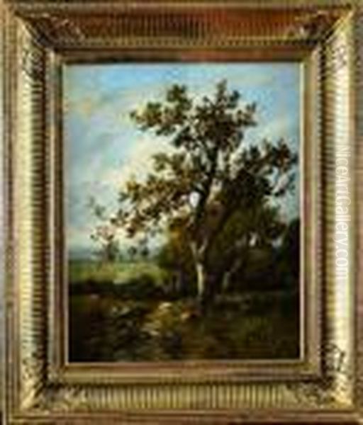  Paysage A Barbizon  Oil Painting by Leon Richet