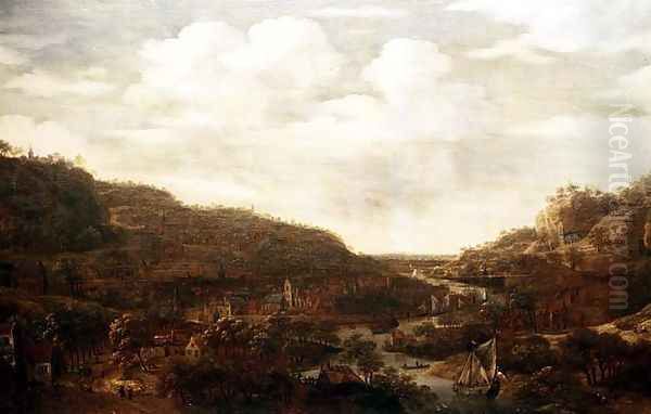 Rhineland View Oil Painting by Herman Saftleven