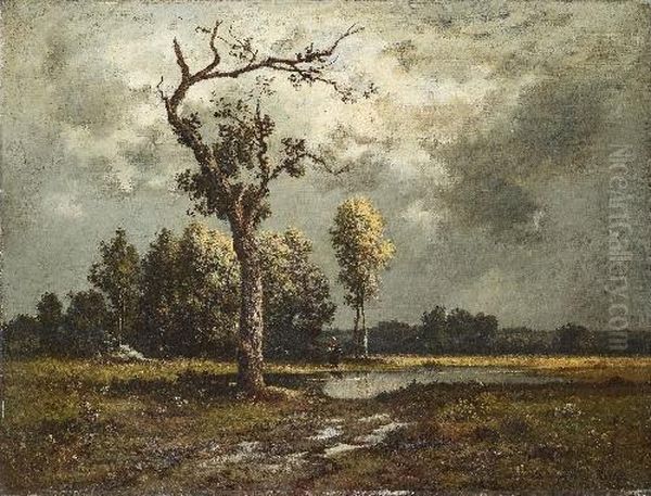 Weite Landschaft Mit Baum Und Staffagefigur Oil Painting by Leon Richet