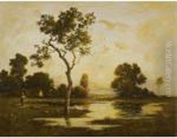 Retour A La Ferme, Crepuscule Oil Painting by Leon Richet