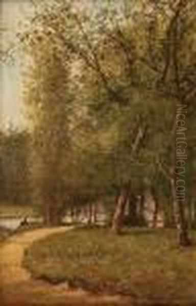 Sommertag Am Fluss Mit Angler Oil Painting by Leon Richet