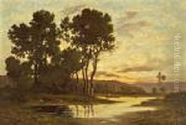 Soleil Couchant Oil Painting by Leon Richet