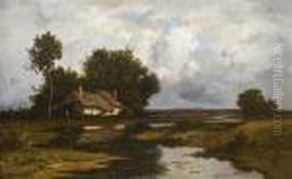 La Ferme Au Bord Des Marais Oil Painting by Leon Richet