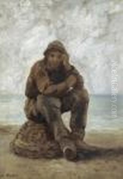 Sitzender Mann Am Strand Oil Painting by Leon Richet