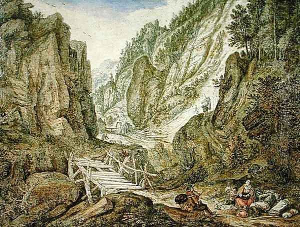 Mountainous landscape, 1681 Oil Painting by Herman Saftleven