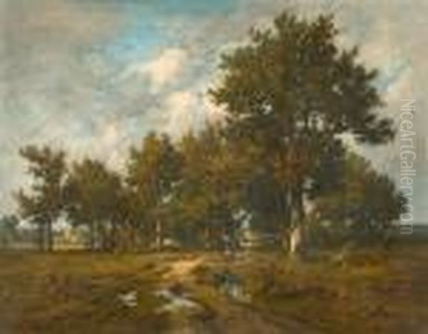 Landschaft Mit Bauerin Oil Painting by Leon Richet