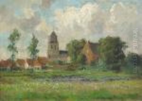 Kirchdorf Und Anger Oil Painting by Leon Richet