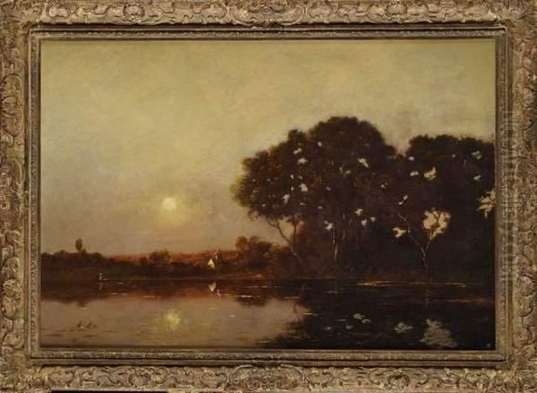 Paysage Au Soleil Couchant Oil Painting by Leon Richet