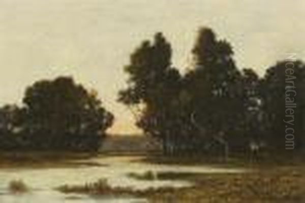 Paysage Mediterraneen Anime D'une Paysanne Oil Painting by Leon Richet