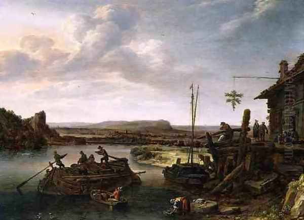 River Landscape by Herman Saftleven