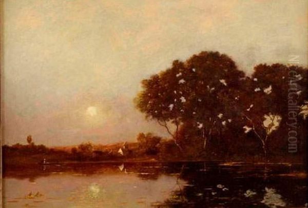 Paysage Au Crepuscule Oil Painting by Leon Richet