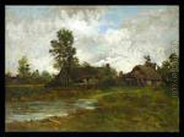 Bauerngehoft Am Weiher Oil Painting by Leon Richet