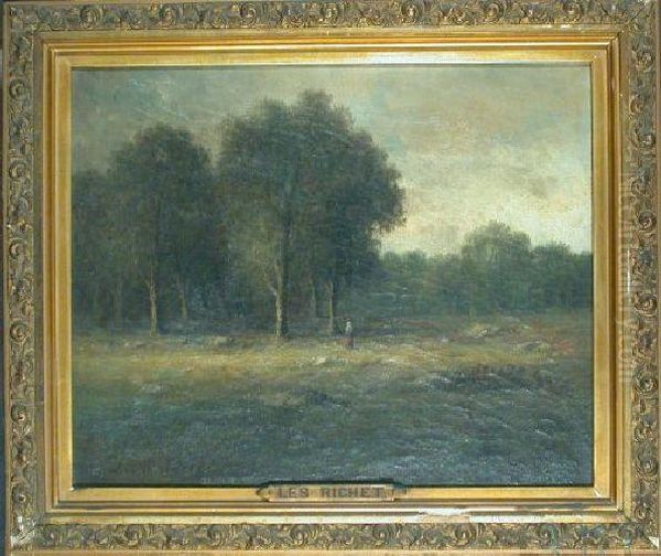 Near Barbizon Oil Painting by Leon Richet