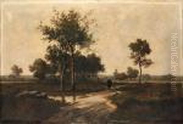 Paysanne Dans Un Paysage Oil Painting by Leon Richet