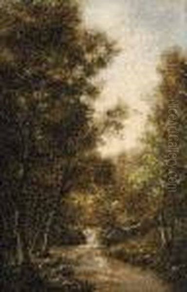 A Barbizon Landscape Oil Painting by Leon Richet