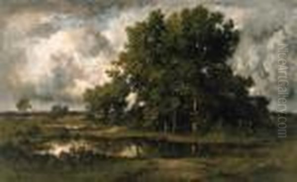 A Barbizon Landscape Oil Painting by Leon Richet